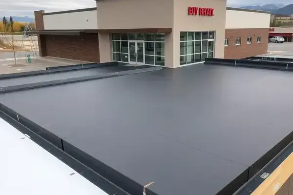 Commercial TPO flat roof installation